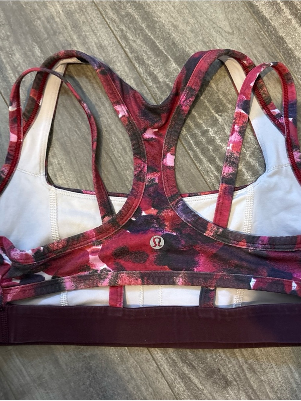 lululemon athletica Women's Pink Maroon Printed Strappy Sports Bra